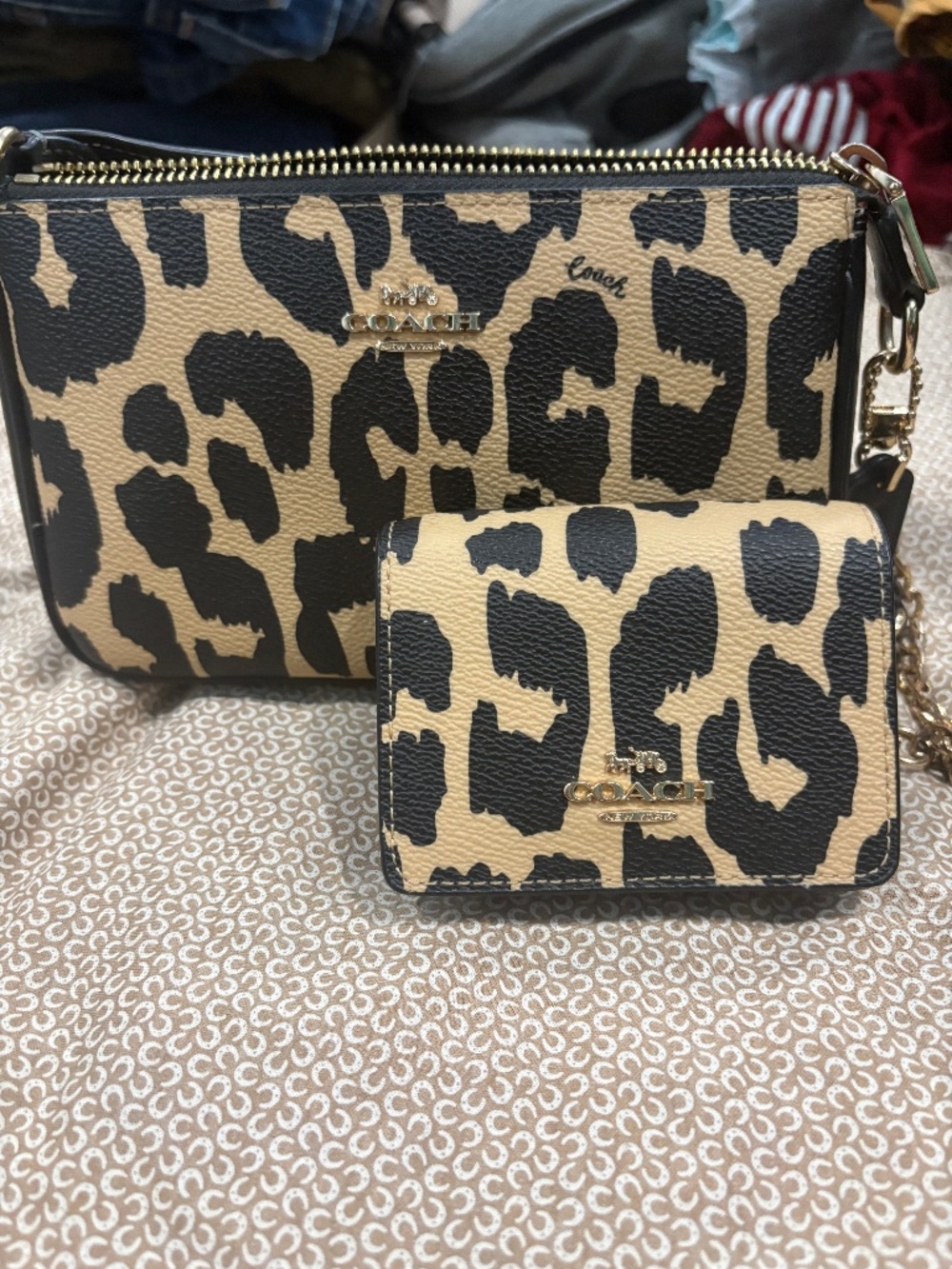 Coach nolita 19 leopard print with wallet